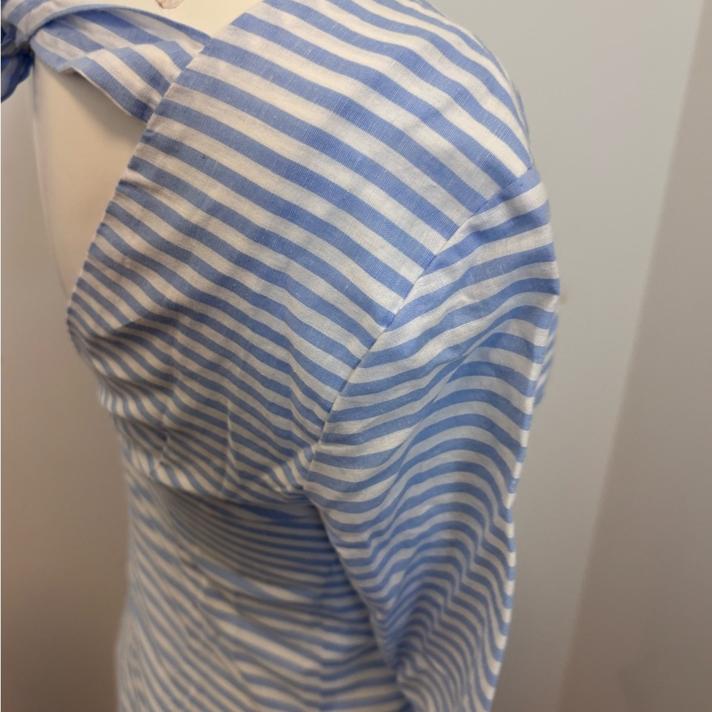 English Factory | Blue Striped | Bell Sleeve Mini Dress | XS - Picture 6 of 7